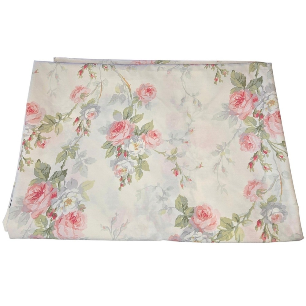 Lauren Ralph Lauren Twin Flat Sheet Floral Roses Cottagecore Grandmillennial USA